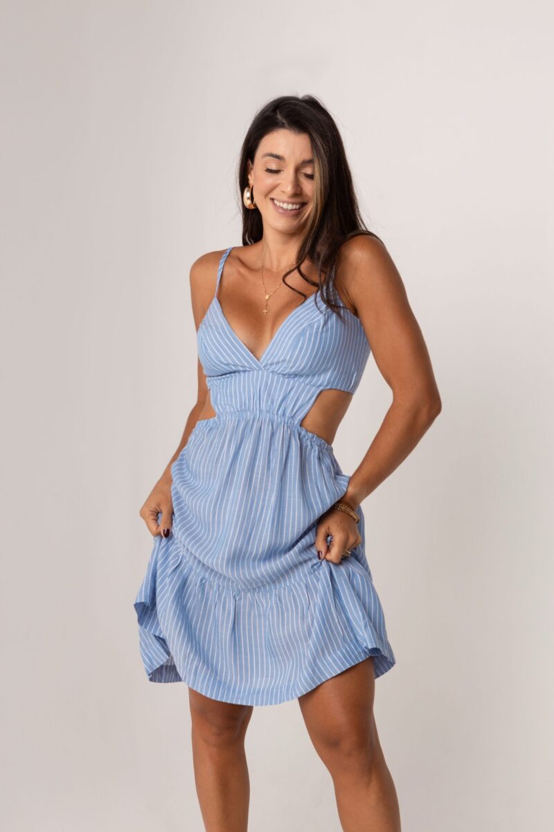 Vestido Curto Listrado - M