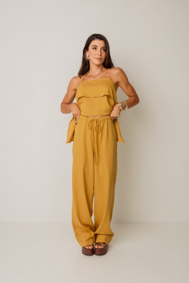 Pantalona linho Mostarda Lara - P